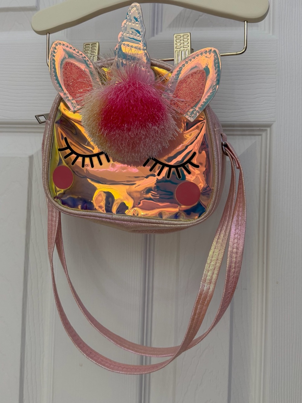 Kids Unicorn Pom-pom Handbag Pink